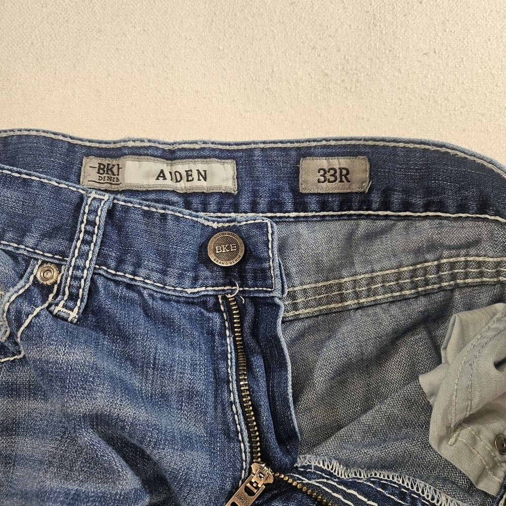 BKE Aiden 33R Distressed Bootcut Jeans Blue - Picture 5 of 8